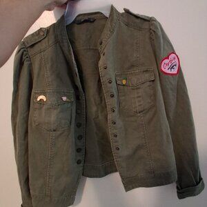 Green jacket with cute patches